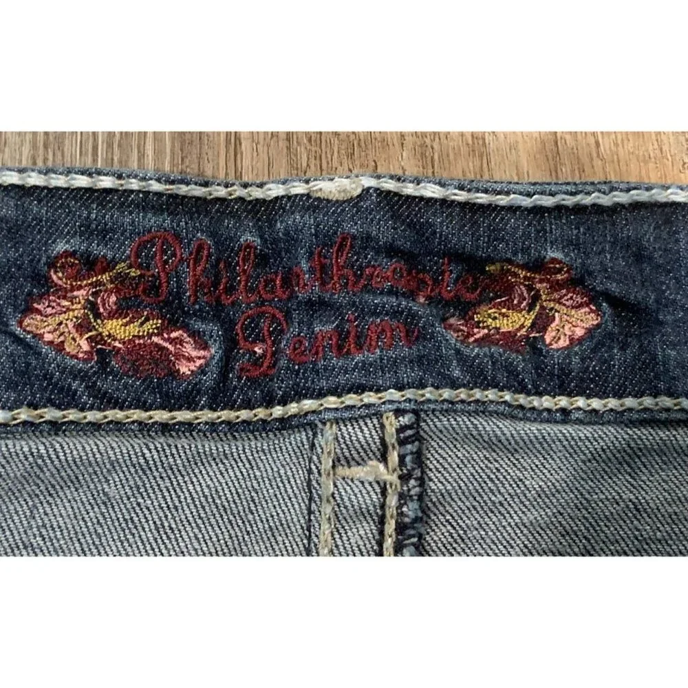 Philanthropic Jeans Womens Size 16 Blue Denim Straight Leg Mid Rise Medium Wash - Picture 6 of 14